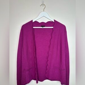 Talbots Scallop-Edge Open Cardigan - Magenta med wool